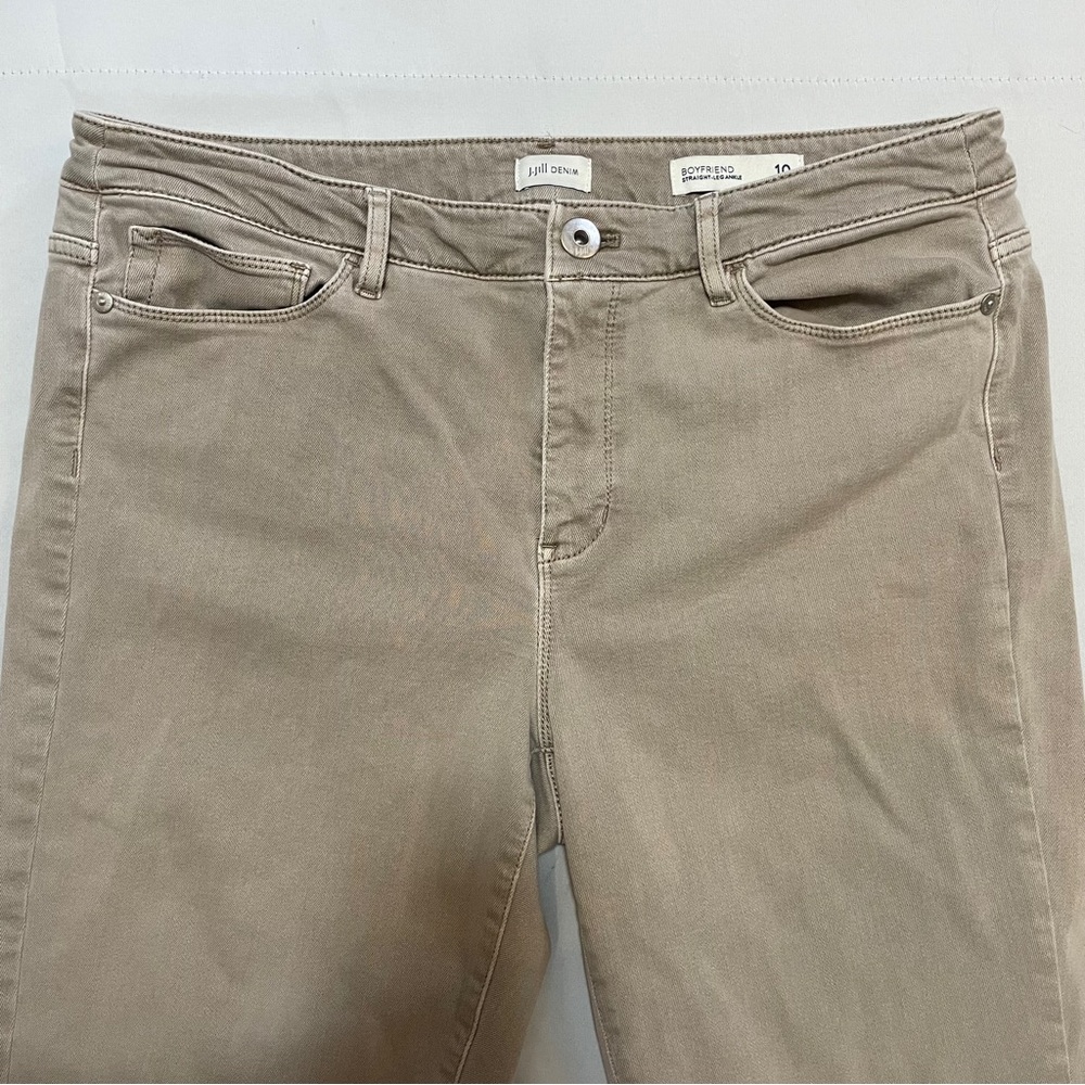J.Jill Boyfriend Straight-Leg Ankle Women's Size 10R Tan Khaki Stretch Denim - Picture 4 of 7